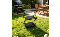Three Tier Folding Storage Rack Easy to Set up Portable Storage Shelf Sturdy Foldable Shelving Unit