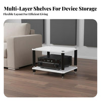 Sturdy Construction High-Fidelity Amplifier Stand Stable and Long-Lasting Shock Absorption Equipment Shelf Steel-Wood Structure Audio Component Rack Modern Design for Audiophiles