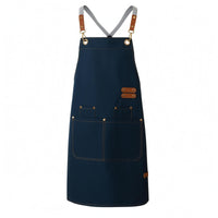 Large Front Pocket Cross-Back Apron Long Work Apron Leather-Look Strap Tabs Workwear Adjustable for Kitchen, Gardening, Service