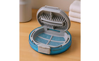 Plastic Frame Washing Machine Filter Net Translucent Blue Round Filter Net Clip Latch Washing Machine Lint Catcher Ribbed Underside