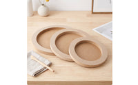 3 Pieces Round Craft Frame with Recessed Center Paintable MDF Craft Frame DIY Unfinished Wood Circle for Kids