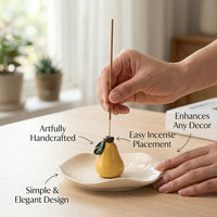 Incense Holder Ceramic with Decorative Design for Home Decor, Ash Catcher Base for Sticks, Office Desk Burner for Meditation