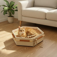 Hexagonal Cat Bed Breathable Cooling Cat Lounger Spacious Pet Supplies for Summer, Indoor