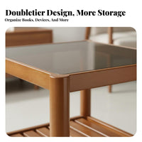 Space-Saving Design Two-Tier Glass Surface Table Mortise and Tenon Joinery Nightstand Stable Structure Household Furniture Slim Profile for Homeowners, Apartment Dwellers, Students, Living Room, Bedroom, Small Areas, Office