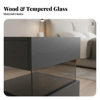 Minimalist Design Suspended-Top Bedside Cabinet Floating Illusion Design Nightstand Space-Saving Bedroom Furniture Ample Storage for Apartment Dwellers, Homeowners, Students, Small Areas, Dorm Room, Office