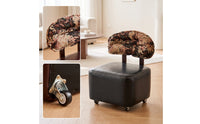 Rolling Stool with Backrest Mobile Low Stool with Wheels Ergonomic Swivel Chair for Bedroom
