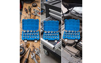 19 Pieces Serrated Socket Set with Case 12-Point Serrated Socket Set Metric Sockets for Amateur Mechanics, Garage, Workshop
