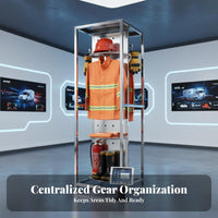 Double Sided Fire Suit Hanger Heavy-Duty Stainless Steel Firefighter Gear Rack Remote Control Rotating Turnout Gear Stand for Firefighters