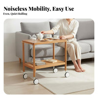 Nordic Design 2-Tier Rolling End Table Mobile Design Serving Cart Compact Size Utility Trolley Multi-Functional for Hosts, Apartment Dwellers, Homeowners, Living Room, Kitchen, Bedroom, Home Office
