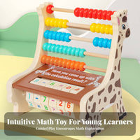 Wooden Counting Toy Cutout Side Panels Preschool Learning Giraffe Abacus Kids Math Toy for Children