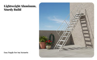 Outdoor Aluminum Staircase Lightweight Fixed Ladder with Handrails Rust-Resistant Fire Exit Stairs for Property Managers, Adults, Rooftop, Attic