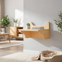 Climbing Tree for Indoor Cats, Solid Wood Wall-Mounted Shelf Set with Furniture Steps, Large Kitten Hammock and Scratching Surface, Space Saving