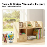 Space-Saving Multi-Tier Desk Organizer Natural Finish adaptable Desk desktop organizer Easy Assembly Desktop Shelf adaptable Use for Students, Children, telecommuting Workers, Bay sill, Study Room, Bedroom