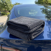 1200 GSM Car Drying Towel, Twisted Loop Towel with Braided Border, Microfibre Cloths for Car Cleaning, Lint and Shedding Resistant Dark Gray