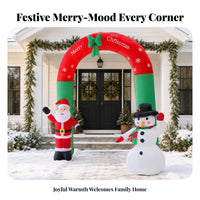Red and Green Santa Snowman Arch Snowflake Print Inflatable Christmas Arch Festive Outdoor Christmas Decoration Stable Support