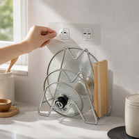 Stainless Steel Countertop/Wall-Mounted Pot Lid and Cutting Board Holder
