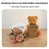 DIY Craft Project Bear Flower Arrangement Holder Teddy Bear Basket for Florists, Women, Holiday Celebration, Birthday Party, Home Decor