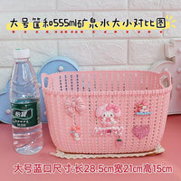居家可爱仿藤编桌面卡通收纳篮子收纳筐杂物零食置物篮洗浴洗澡篮 【1个小号】美乐蒂字母款