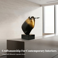 Marble Bull Sculpture Modern Abstract Bull Sculpture for Tabletop Display