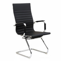 Ergonomic Design High-Back Sled Chair Wheelless High-Back Sled Base Armchair Lumbar Support Conference Seating Modern Design for Reception Guests, Managers, Executives, Study Room