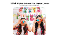Plaid Bunny Garland Set Festive Atmosphere Easter Bunny Bunting Ready to Hang Easter Banner for Kids, Families, Home, Classroom, Fireplace Mantle
