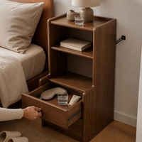 Solid Wood Narrow Bedside Table with Drawers for Small Spaces