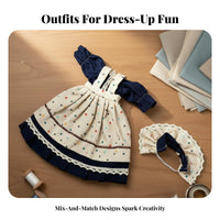 30cm Doll Outfit Great Gift BJD Dress Set Detailed Design Doll Dress Set for Kids, Dollhouse Play