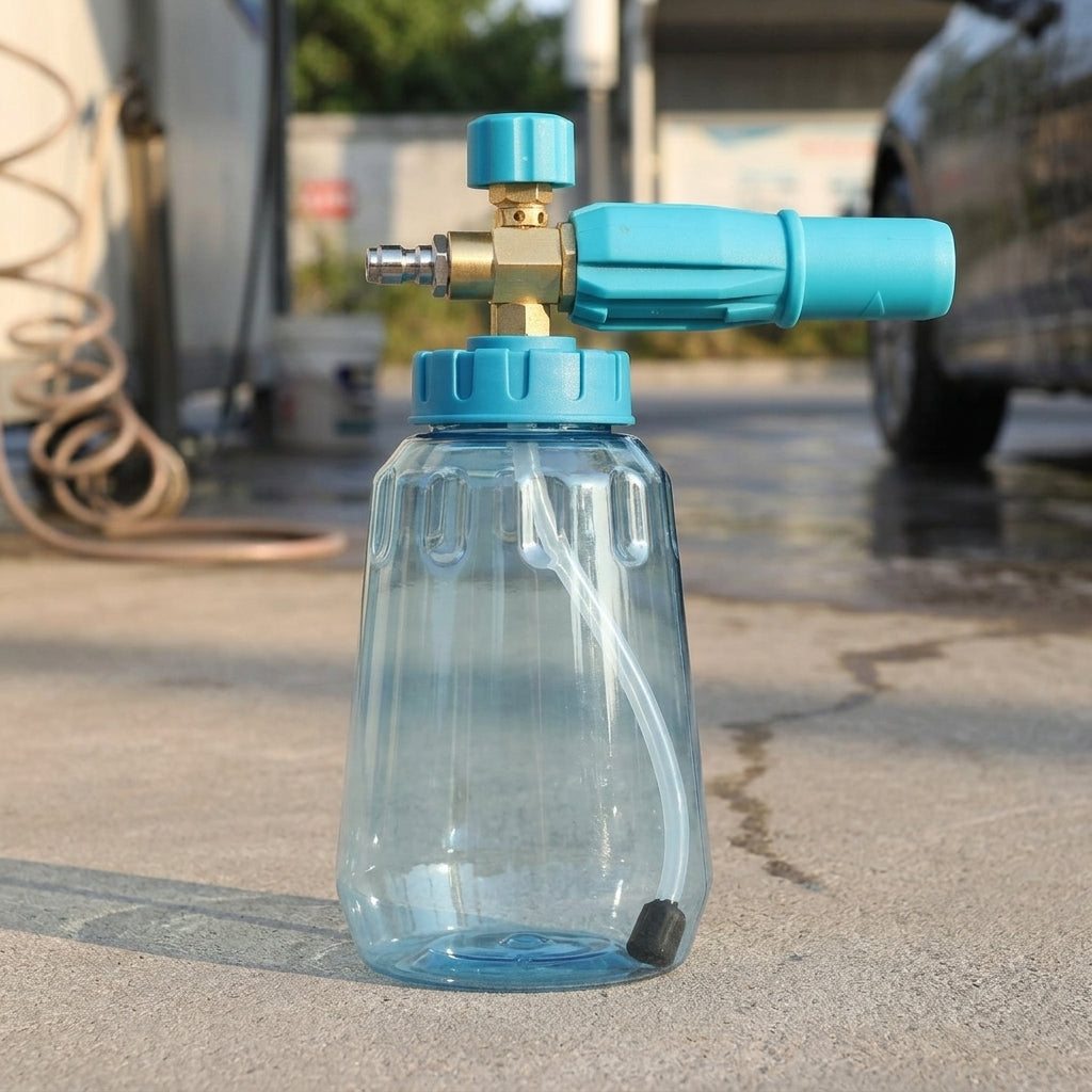 Car Cleaning Foam Sprayer with PE Bottle for Pet and Car Washing, Stainless Steel Foam Lance with Brass Connection, Pressure Car Wash Tool