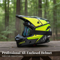 3 Pieces Full Face Motocross Helmet Removable Visor Downhill Mountain Bike Helmet Washable Liner Impact-Resistant Headwear for Teens, Outdoor