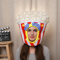 Popcorn Costume Headpiece Funny Design Popcorn Bucket Hat Carnival Style Novelty Headwear for Party