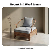 Cushioned Wooden Couch Set New Chinese Style Multi-Piece Seating Group Zen-Inspired Design Living Room Furniture for Homeowners, Small Spaces, Office