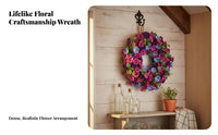 Artificial Flower Wreath Lively Hues Seasonal Summer Wreath House Decoration Lifelike Wall Hanging No Maintenance for Farmhouse