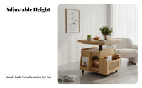 Transformable Elevate-Top Coffee Table Multi-Functional Living Room Furniture Space-Saving Design 360° Rolling Wheels