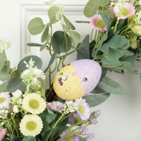 Vibrant Colors Easter Egg Wreath Realistic Look Artificial Flower Eucalyptus Wreath Ideal Gift Holiday Decoration Grapevine Base