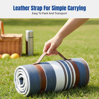 Thick Outdoor Blanket, Leather Strap, Waterproof, Large, Camping, Beach, Lawn Mat
