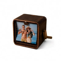 Photo Melody Box Wooden Melody Box with Photo Window Nostalgic for Home Decor