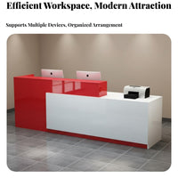 Modern Reception Desk Sturdy Construction L-Shaped Front Desk Heavy Duty Cashier Wrap Counter for Business Owners, Office Managers, Spa, Hotel, Lobby