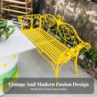 Ornate Metal Two-Seater European Inspired Design Patio Loveseat for Homeowners