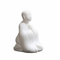 White Porcelain Monk Statue High-Temperature Fired White Porcelain Statue Handmade Craft Ceramic Monk Sculpture for Meditation Lovers, Study Room