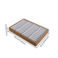 Jewelry Display Tray Walnut Wood-Colored Jewelry Storage Tray Home Organizer Light Gray Raised Side