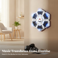 No-Drill Music Boxing Target Multi-Section Music Boxing Machine Round Bluetooth Punching Machine Digital Counter for Home Gym