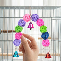 Hanging Bird Toy with Metal Rattan Ball, Parrot Plaything for Bird Cage, African Grey Enrichment and Entertainment Hanging Bell