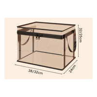 Transparent Clear Plastic Storage Box Reinforced Edges Zippered Storage Box Carry Handles Household Organizer for Shelf, Floor, Window Seat