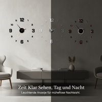 DIY Luminous Wall Clock Modern Self-Adhesive Large 3D Sticker Clock for Living Room Bedroom Decor