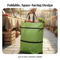 Portable Foldable Shopping Cart With Wheels Foldable Shopping Cart Bag Space-Saving Collapsible Rolling Tote Lightweight for Shoppers, Students, Market, Supermarket, Laundry, Outdoor Activities