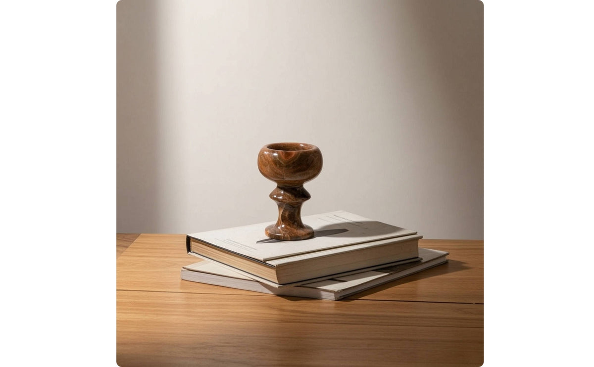 Marble Candlestick Marbled Stone Candle Holder Polished Candlestick with Pedestal for Decorators, Simplifiers, Tabletop, Shelf Styling, Console Table