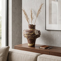 Decorative Vase Artisanal Vase with Pinched Rim Textured for Clean Design Advocates, Entryway Table, Model Home