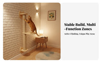 Solid Wood Wall-Mounted Cat Tree Space-Saving Cat Wall Furniture Integrated Design for Pet Lovers, Apartment Dwellers, Small Areas, Indoors, Apartments, Living Room