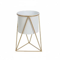 Minimalist Metal Flower Pot with Stand Lightweight Flower Pot with Stand Nordic Aesthetic Planter Detachable Design for Balcony, Desktop, Office, Bookshelf