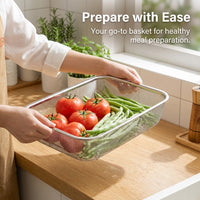 Rectangular Stainless Steel Fine Mesh Colander Strainer, 304 Food Grade Draining Basket for Kitchen, Sieve for Vegetables Home Cook